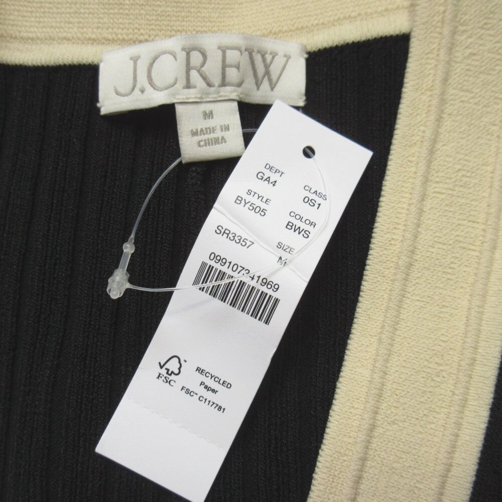 NWT J.Crew Elbow-sleeve Button-up Midi in Black Ribbed Knit Sweater Dress M - Picture 4 of 8